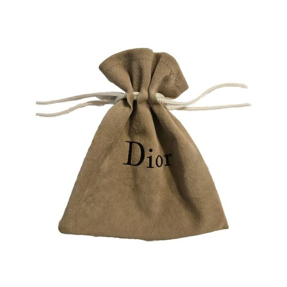 Christian Dior Logo Jewelry/Gift Ivory Drawstring Pouch 5”x 4” Excellent Cond - Picture 2 of 2